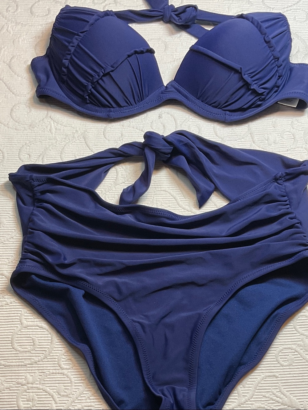 Betsey Johnson Purple/Blue Ruched Bikini set. Medium.